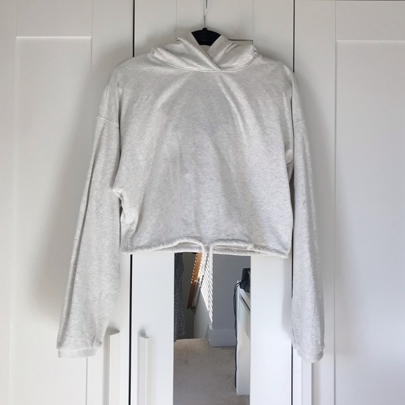 NWOT Aritzia The Constant Cropped Hoodie in Heather Sport White - Picture 7 of 8